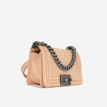 Chanel Boy Chanel Peach Lambskin Leather with Herringbone Whipstitch RHW