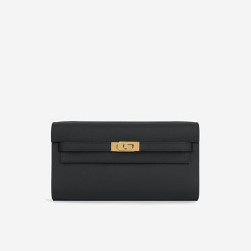 Hermès - Kelly To Go Wallet - Noir Epsom GHW - 2024 - Brand New