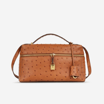 Loro Piana Loro Piana - Extra Bag L27 - Cognac Shiny Ostrich GHW -