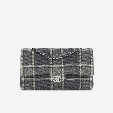 Chanel Chanel - Medium Classic Flap - Navy Tartan Tweed SHW - 2022 -