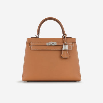 Hermès - Kelly 25 Verso - Gold/Bleu Petrole Veau Madame PHW - 2024 - Brand New