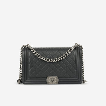 Chanel - New Medium Boy Bag - Black Lambskin RHW - 2019 -