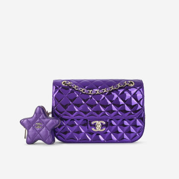 Chanel - Small Seasonal Flap W/Star Pouch - Metallic Purple Patent CSHW -