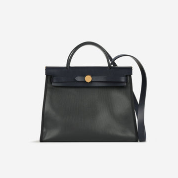 Hermès Herbag 31 Noir Berline Toile / Caban Hunter GHW