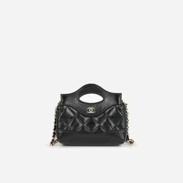 Chanel Micro 31 Clutch on Chain Black Glazed Calfskin CSHW