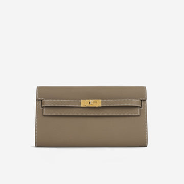 Hermès - Kelly To Go Wallet - Etoupe Evercolor GHW - 2024 - Brand New