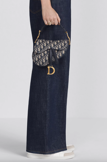 DIOR Blue Dior Oblique Jacquard Mini Saddle Bag with Strap Shoulder/ CroESbody Bag (New)