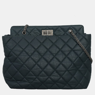 Dark Blue Quilted Aged Calfskin ReiESue 2.55 Tote Bag