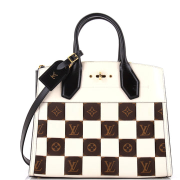 City Steamer Handbag Damier Tressage Monogram Canvas and Leather MM