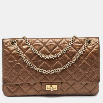 Metallic Brown Quilted Aged Leather ReiESue 2.55 ClaESic 226 Flap Bag