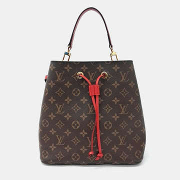 Red Monogram Canvas Neonoe Bucket Bag