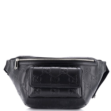 GUCCI Front Pocket Belt Bag GG EmboESed Perforated Leather