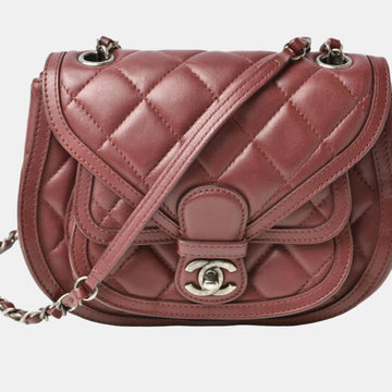 Burgundy Leather Paris-Salzburg Quilted Saddle Bag