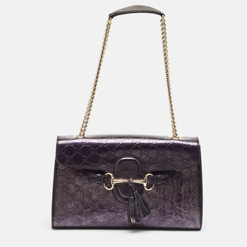 Purple GucciESima Patent Leather Medium Emily Shoulder Bag