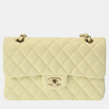 Light Yellow Caviar Skin MatelaESe Chain Shoulder 23cm W Flap Bag