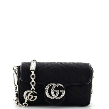 GUCCI Crystal GG Marmont Flap Belt Bag MatelaESe Fabric