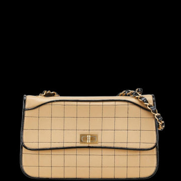 Beige Leather Chanel Chocolate Bar