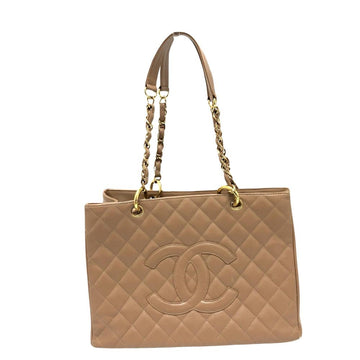 Beige Leather Chanel Tote