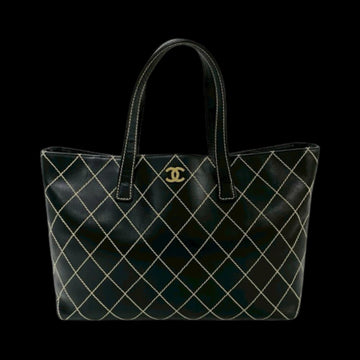 Black Leather Chanel Tote