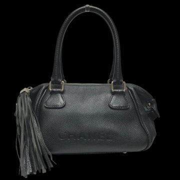 Black Leather Chanel Shoulder Bag