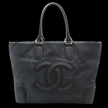 Black Leather Chanel Tote