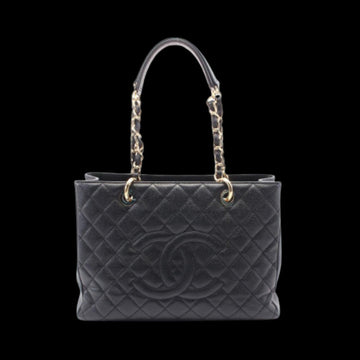 Black Leather Chanel Tote