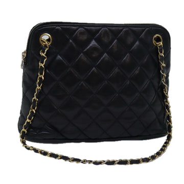 Black Leather Chanel Shoulder Bag