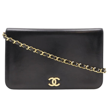 Black Leather Chanel Shoulder Bag
