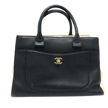 Black Leather Chanel Tote