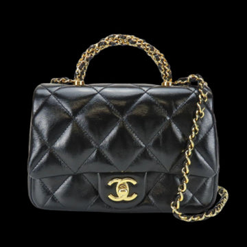 Black Leather Chanel Handbag