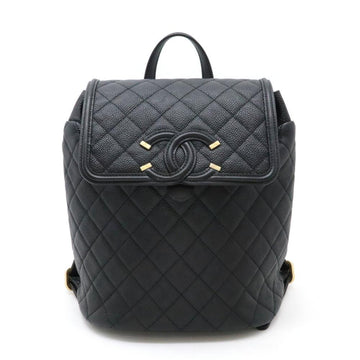 Black Leather Chanel Backpack
