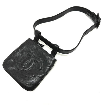 Black Leather Chanel Pouch