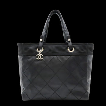 Black Leather Chanel Tote