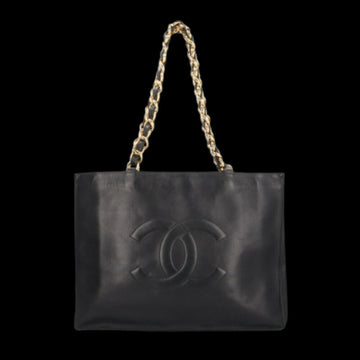 Black Leather Chanel Tote