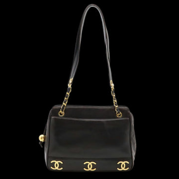 Black Leather Chanel Tote
