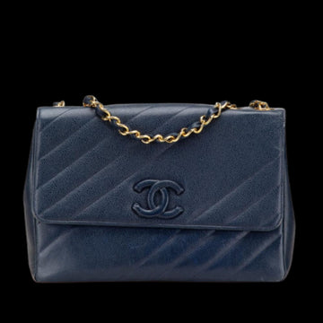 Blue Leather Chanel Crossbody Bag