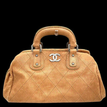 Gold Leather Chanel Boston Bag
