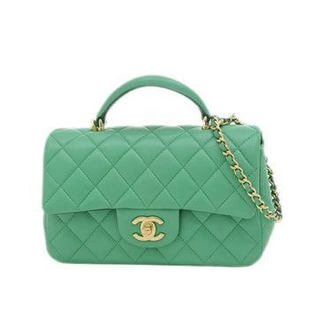Green Leather Chanel Shoulder Bag