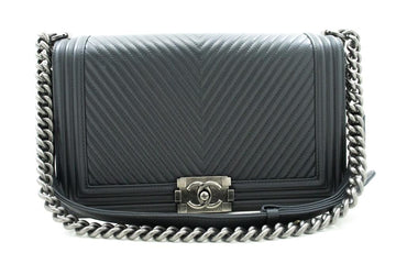 Grey Leather Chanel Crossbody Bag