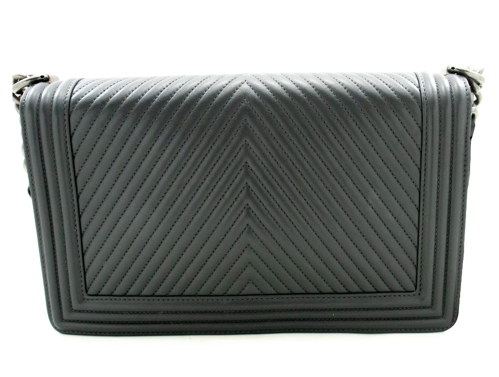 Grey Leather Chanel Crossbody Bag