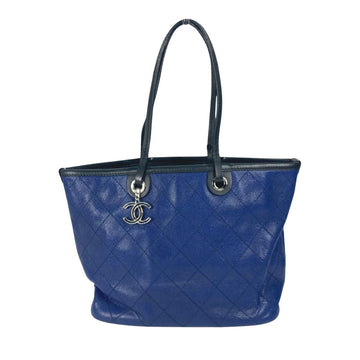 Navy Leather Chanel Tote