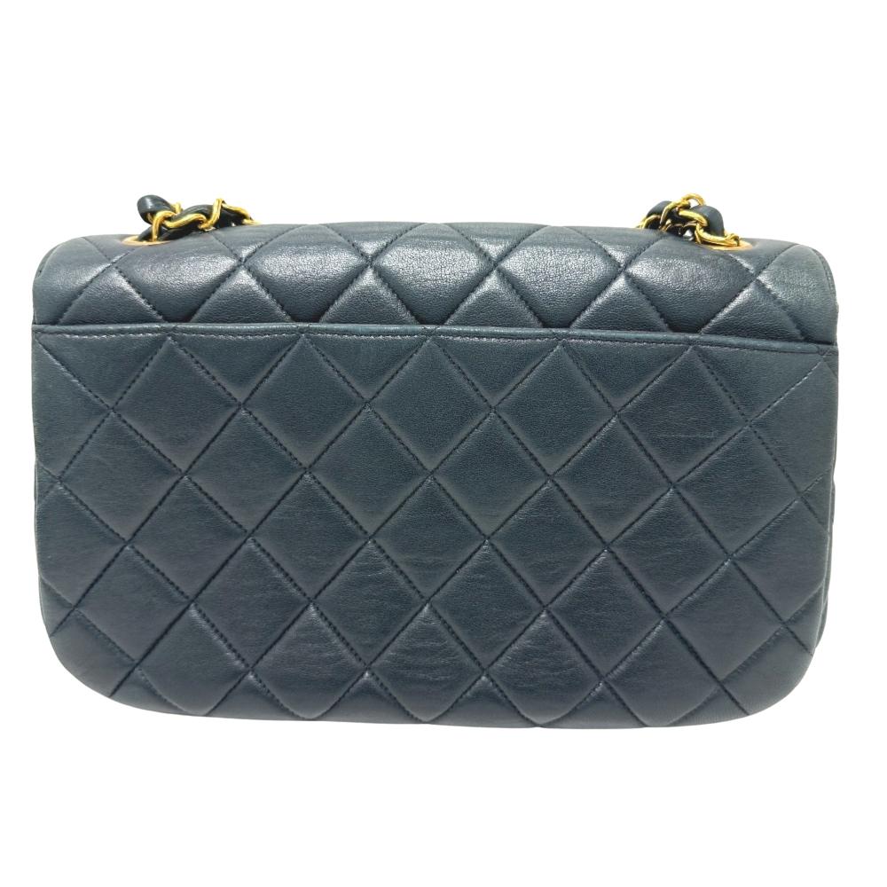 Navy Leather Chanel Crossbody Bag