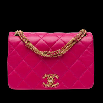 Pink Leather Chanel Medaillon