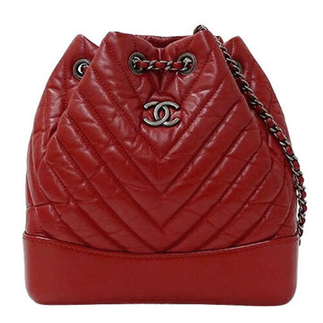 Red Fabric Chanel Backpack