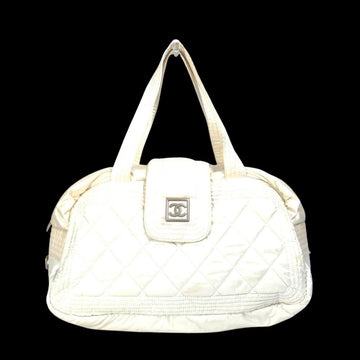 White Fabric Chanel Handbag