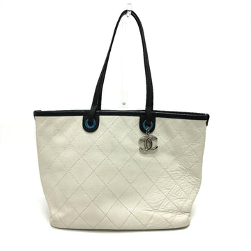 White Leather Chanel Tote