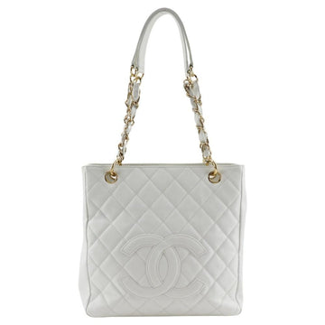 White Leather Chanel Tote