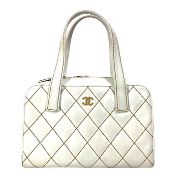 White Leather Chanel Handbag