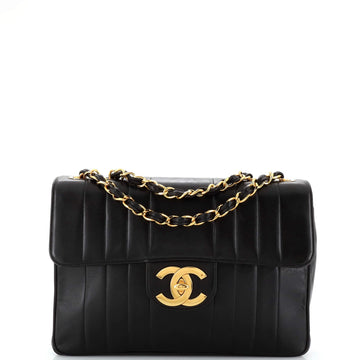 CHANEL Vintage ClaESic Single Flap Bag Vertical Quilt Lambskin Jumbo