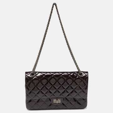 Prune Quilted Patent Leather ClaESic 2.55 ReiESue 226 Double Flap Bag